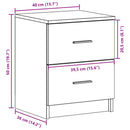 sengebord med 2 skuffer 40x36x50 cm sonoma-eg