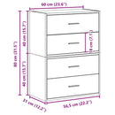 skabe med 2 skuffer 2 stk. 60x31x40cm konstrueret træ sonoma-eg