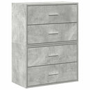 skabe med 4 skuffer 2 stk. 60x31x40 cm konstrueret træ betongrå