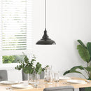 pendellampe højdejusterbar E27 Ø 31 cm metal glans sort