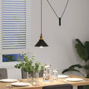 pendellampe højdejusterbar E27 Ø 22 cm metal glans sort