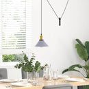 pendellampe højdejusterbar E27 Ø 22 cm metal glans grå