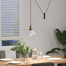 pendellampe højdejusterbar E27 Ø 22 cm metal glans hvid