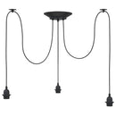 pendellampe med 3 lampeholdere E27 metal sort