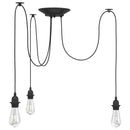 pendellampe med 3 lampeholdere E27 metal sort