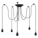 pendellampe med 5 lampeholdere E27 metal sort