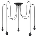 pendellampe med 5 lampeholdere E27 metal sort