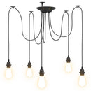 pendellampe med 5 lampeholdere E27 metal sort