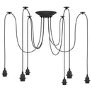 pendellampe med 6 lampeholdere E27 metal sort