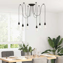 pendellampe med 6 lampeholdere E27 metal sort