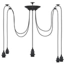 pendellampe med 6 lampeholdere E27 metal sort