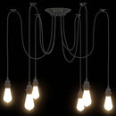 pendellampe med 6 lampeholdere E27 metal sort