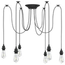 pendellampe med 6 lampeholdere E27 metal sort