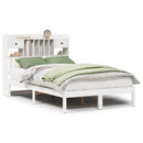 seng med reol uden madras 135x190 cm massivt fyrretræ hvid