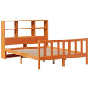 seng med reol uden madras 135x190cm massivt fyrretræ gyldenbrun