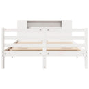 seng med reol uden madras 135x190 cm massivt fyrretræ hvid