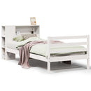 seng med reol uden madras 75x190 cm massivt fyrretræ hvid