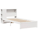 seng med reol uden madras 75x190 cm massivt fyrretræ hvid
