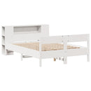 seng med reol uden madras 135x190 cm massivt fyrretræ hvid