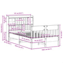 sengeramme uden madras 135x190 cm massivt fyrretræ hvid