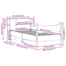sengeramme uden madras 75x190 cm massivt fyrretræ hvid
