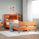 sengeramme uden madras 135x190 cm massivt fyrretræ brun