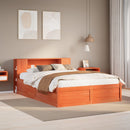 sengeramme uden madras 135x190 cm massivt fyrretræ brun