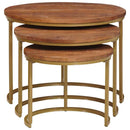 Nesting Kaffeborde 3 pcs Honningbrun Massivt mangotræ og stål