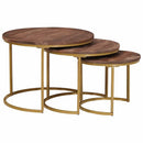 Nesting Kaffeborde 3 pcs Mørk Brun Massivt mangotræ og stål