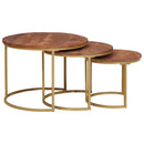 Nesting Kaffeborde 3 pcs Honningbrun Massivt mangotræ og stål