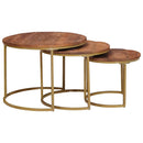 Nesting Kaffeborde 3 pcs Honningbrun Massivt mangotræ og stål
