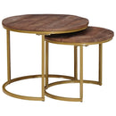 Nesting Kaffeborde 2 pcs Mørk Brun Massivt mangotræ og stål
