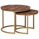 Nesting Kaffeborde 2 pcs Mørk Brun Massivt mangotræ og stål