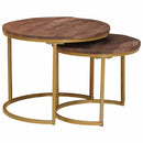 Nesting Kaffeborde 2 pcs Mørk Brun Massivt mangotræ og stål