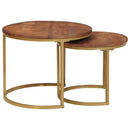 Nesting Kaffeborde 2 pcs Honningbrun Massivt mangotræ og stål