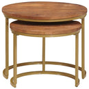 Nesting Kaffeborde 2 pcs Honningbrun Massivt mangotræ og stål