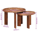 Nesting Kaffeborde 2 pcs Flerfarvet Solid genvundet træ