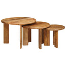 Nesting Kaffeborde 3 pcs Brun Massivt mangotræ