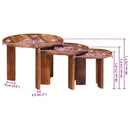 Nesting Kaffeborde 3 pcs Flerfarvet Solid genvundet træ