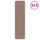 Skridsikre Trappemåtter 15 stk. 75 x 20 cm Lysebrun PP