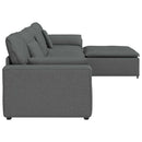 modulsofa med fodskammel og hynder mørkegrå