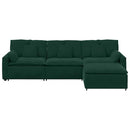 modulsofa med fodskammel og hynder mørkegrøn