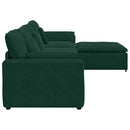 modulsofa med fodskammel og hynder mørkegrøn