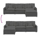 modulsofa med fodskammel og hynder mørkegrå