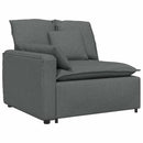 modulsofa med fodskammel og hynder stof mørkegrå