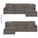 modulsofa med fodskammel og hynder føjlsstof lysegrå