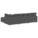 modulsofa med fodskammel og hynder føjlsstof mørkegrå