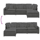 modulsofa med fodskammel og hynder føjlsstof mørkegrå
