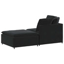 modulsofa med fodskammel og hynder fløjl sort