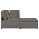 modulsofa med fodskammel og hynder føjlsstof lysegrå